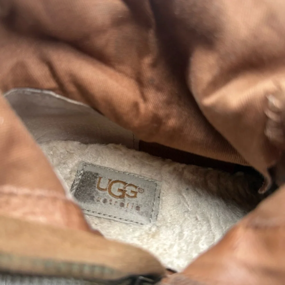 Women Ugg Boots Sz 7 Wilder Tall Brown Suede Side Zip 1008967 Stitch Australia